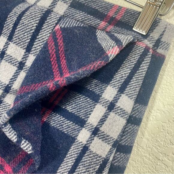 J. Crew Mercantile Navy Blue Plaid Double Serge Ruffle Wool Mini Skirt Size 8 - Picture 4 of 9